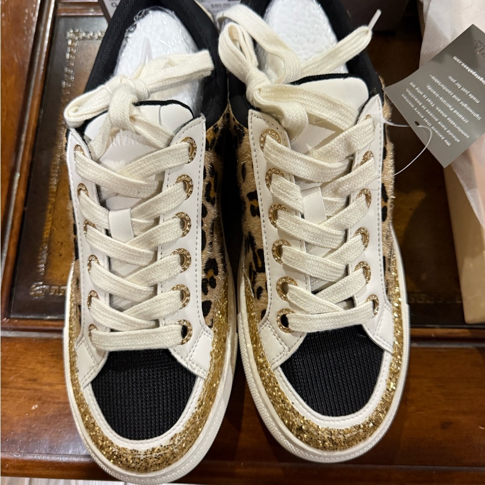 Patrizia Spring Step Leopard and Gold Glitter Sneakers - Picture 8 of 10